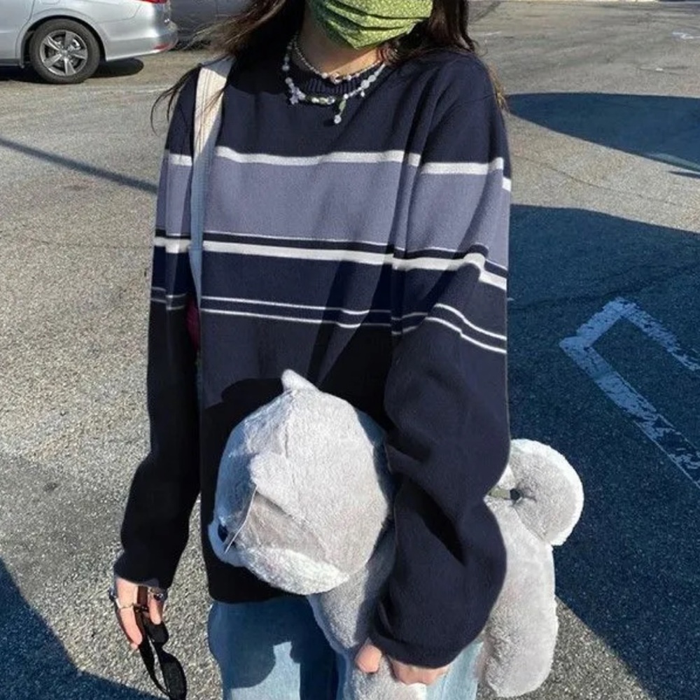 Navy blue striped sweater